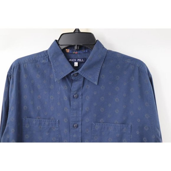 Alex Mill Shirt Mens Large Long Sleeve Button Up Cotton Blue Printed casual - Picture 2 of 13